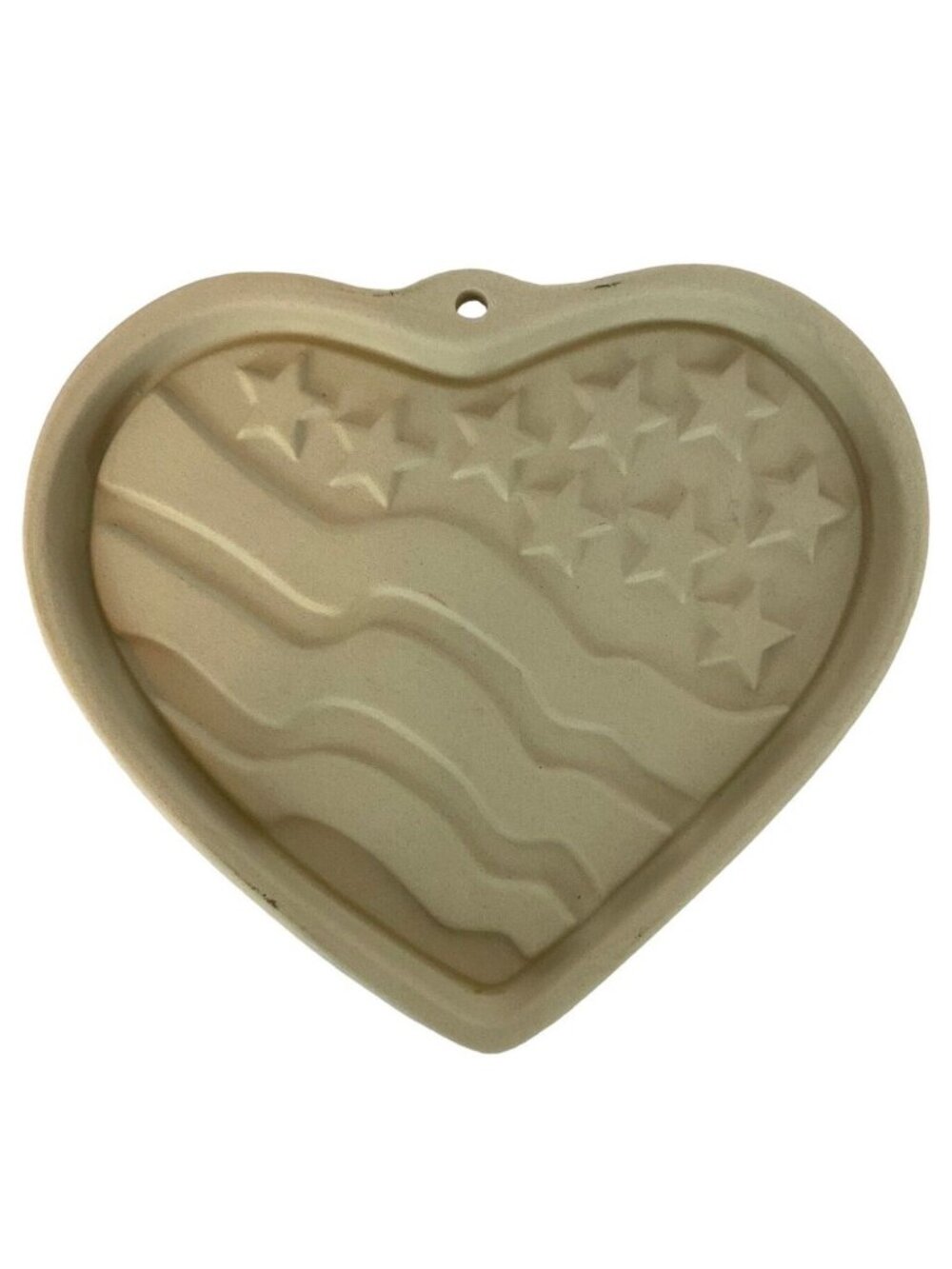 Pampered Chef 2005 Patriotic Heart Stoneware Cookie Mold Flag Design
